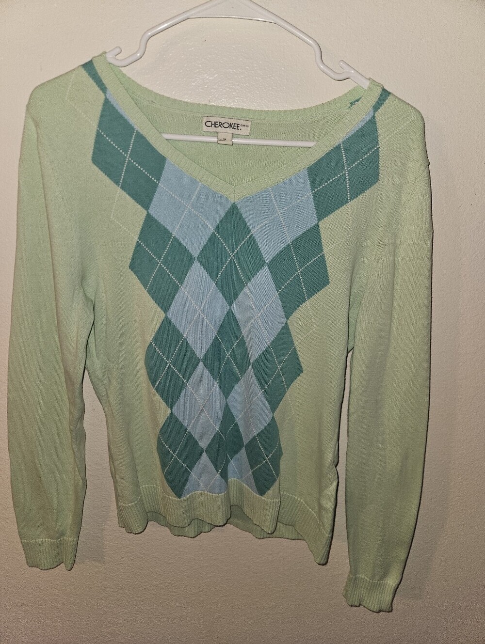 Cherokee Womans Mint Green Long Sleeve Sweater Size M